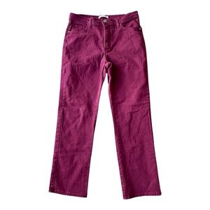 Lee Straight Leg Maroon Denim Pants Jeans Size 12 Short Classic Fit at the Waist
